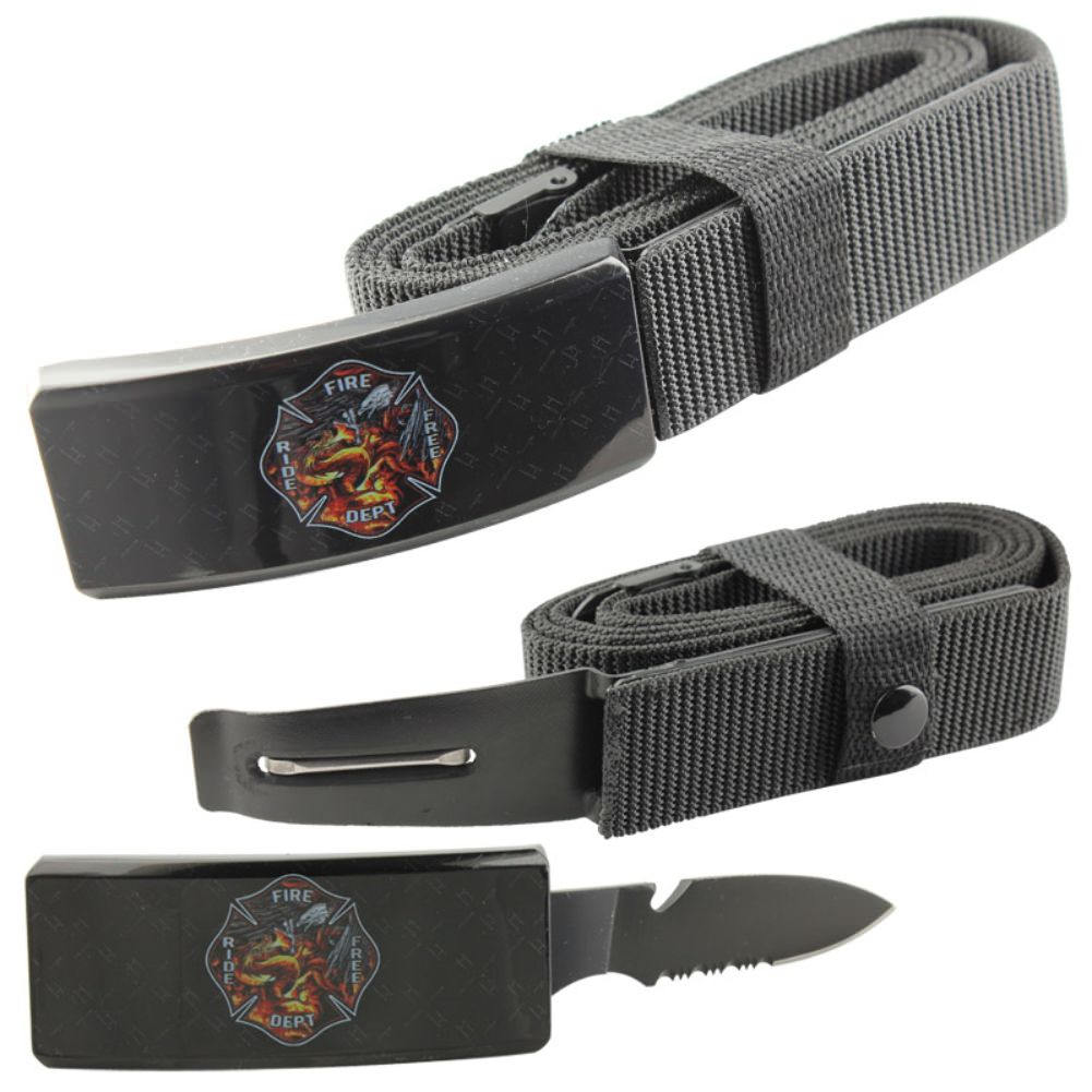 Fire Dept. Ride Free Adjustable Nylon Covert Belt Knife Hidden Blade - Tophatter's Army Products & Self Defense Collectible Weapons - Tophatter Daily Deals